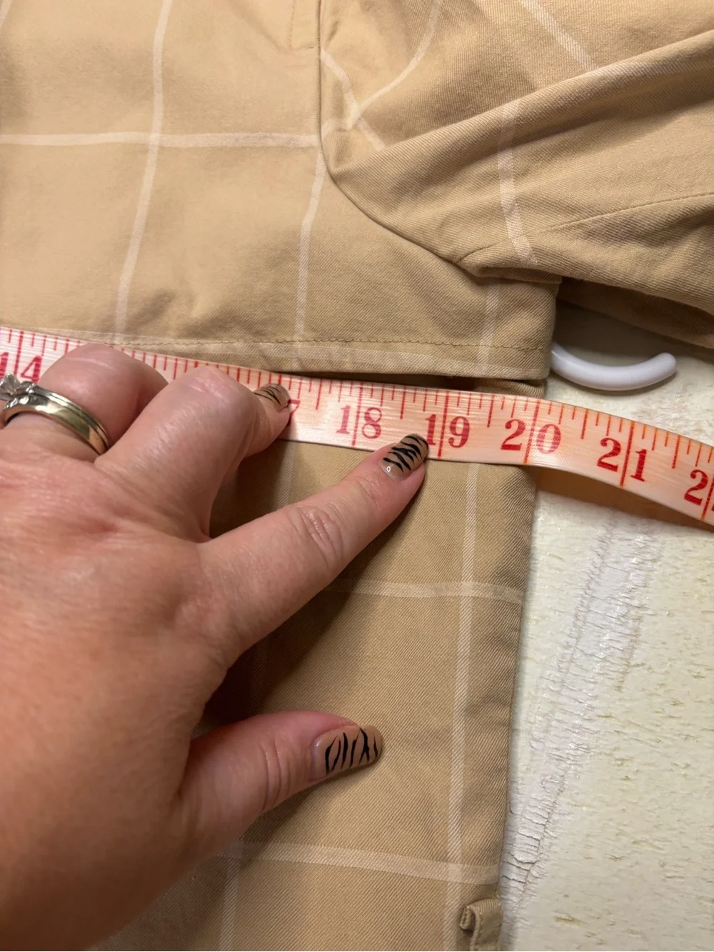 Ralph Lauren LRL Tan Windowpane Plaid Trench Coat Size Medium 100% Cotton